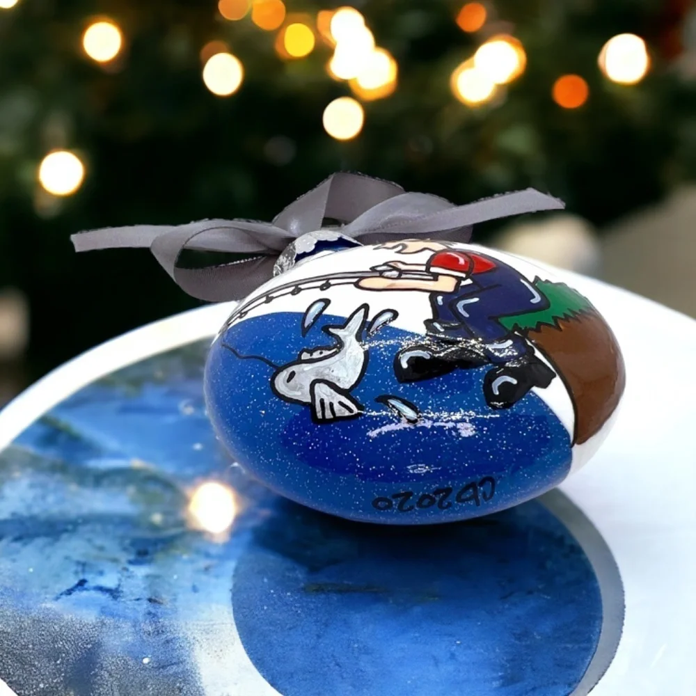 Fisherman Christmas Ornament, Personalized Holiday Gift for Fishing Enthusiasts